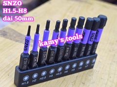 Mũi vít lục giác 6 cạnh đuôi lục giác 1/4 inch SNZO dài 50mm 10 chi tiết H1.5-H8 thép đen S2 HH-5010