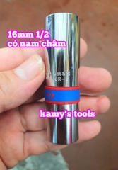 Đầu khẩu tuýp tháo mở bugi có nam châm 16mm 1/2 inch 6 cạnh dài 70mm Kingtony 466516