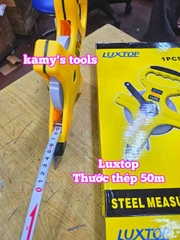 Thước cuộn thước kéo thép 50 mét 50m bản 12mm hệ mét 1 mặt có tay cầm Luxtop LT-ST50