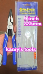 Kìm mỏ nhọn tuốt dây điện bấm cos đa năng 9 inch 225mm Rur R2212