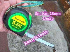 Thước Rút 5m Bản 25mm Winshine NCP Xanh Đen 2 hệ mét inch có lỗ bang, Thước cuộn 5m, Thước Kéo 5m
