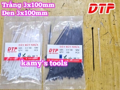 Dây rút dây thít nhựa màu đen trắng 3x100mm DTP-W19100 DTP-B19100 (1 bịch/100 sợi)