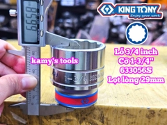 Tuýp 3/4 inch hệ inch 12 cạnh Kingtony 1-11/16 inch 1-3/4 inch 633054S 633056S