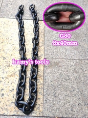 Dây xích cẩu hàng 8mm 8x40mm chuẩn G80 tải trọng 2 tấn Wetools WT-93808A (giá 1 mét)