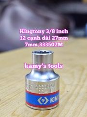 Đầu tuýp trắng 12 cạnh 3/8 inch dài 27mm Kingtony 6mm 7mm 8mm 9mm 10mm 333006M 333007M 333008M 333009M 333010M