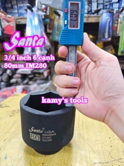 Đầu tuýp khẩu 3/4 inch Santa 6 cạnh thép Cr-Mo 80mm IM280