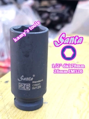 Đầu tuýp 1/2 inch đen dài Santa 25mm 26mm 28mm 29mm IM125 IM126 IM128 IM129