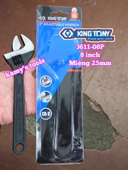 Mỏ lết miệng đen Kingtony 8 inch 200mm 3611-08P miệng mở 0-25mm