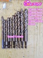 Mũi khoan sắt thép inox M35 chuôi lục giác Maxsupe 6.5mm 7mm 7.5mm 8mm 8.5mm 8mm 9mm 10mm 11mm 12mm 13mm