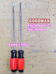 Tua vít cán gai bake dẹp 6mm PH2 dài 250mm 6x250mm PH2x250mm Goodman 91610PH 91610STM