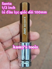 Tuýp lú đầu lục giác 1/2 inch dài 100mm Santa H4 H5 H6 H8 H10 H12H14 H16 H17 H19
