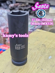 Đầu tuýp 1 inch Santa đen dài 160mm cỡ 30mm 32mm 36mm 41mm 46mm IMX530 IMX532 IMX536 IMX541 IMX546