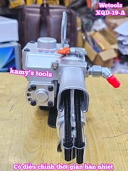 Máy đóng đai siết đai nhựa dùng hơi khí nén PP PET 13-19mm Wetools XQD-19-A có bộ chỉnh thời gian hàn nhiệt cao cấp