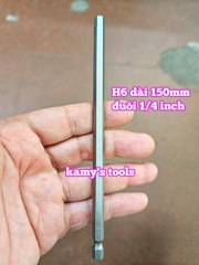 Mũi bắn siết vít lục giác 6 cạnh đuôi lục giác 1/4 inch dài 150mm thép S2 H1.5 H2 H2.5 H3 H4 H5 H6
