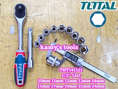 Bộ tuýp 1/2 inch 6 cạnh 12 chi tiết 10-24mm Total THT141121
