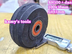 Bánh xe cao su đặc Sanho 100mm kèm bạc đạn 6301RS lỗ 11mm 100x38mm Kamytools