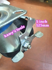Bánh xe giàn giáo có khóa bánh cao su đặc 5 inch 125mm xoay 360 độ