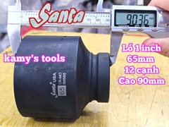 Tuýp 1 inch đen dài BÔNG 12 cạnh Santa 65mm IM565