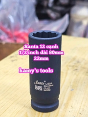 Tuýp 1/2 inch đen dài BÔNG 12 cạnh dài 80mm Santa 16mm 17mm 19mm 21mm 22mm IM516 IM517 IM519 IM521 IM522