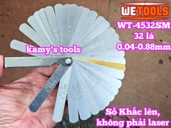 Bộ thước căn lá đo khe hở chỉnh cò xupap 32 lá 0.04-0.88mm Wetools WT-4532SM