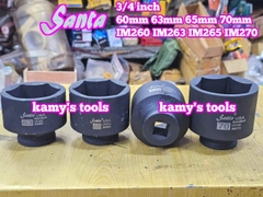 Đầu tuýp 3/4 inch thép đen 6 cạnh Cr-mo Santa 60mm 65mm 70mm IM260 IM265 IM270