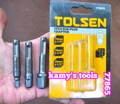 77865 Bộ 3 đầu chuyển khoan đuôi chuôi chân gài 4 rãnh sds plus sang bắn tháo mở bulong tuýp 1/4 3/8 1/2 inch Tolsen