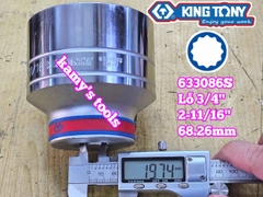 Đầu tuýp hệ inch 12 cạnh 3/4 inch Kingtony cỡ 2-11/16 inch tương đương 68mm 633086S