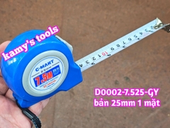 Thước cuộn 7.5m bản 25mm C-Mart model D0002-7.525-GY, thước kéo 7.5 mét
