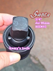 Đầu tuýp nối lắc léo đen gật gù xoay 360 độ 3/4 inch Santa BIEN93 dài 44x96mm