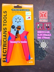 Kìm bấm cos pin tròn rỗng lục giác 0.25-10mm2 dài 170mm GKGJ HSC8 6-6A