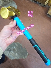 Búa đồng thau đầu lục giác 2kg 2000g 4LB cán nhựa dài 405mm kamytools BHCP-04