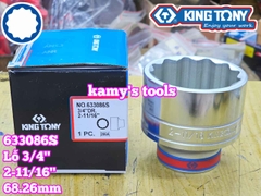 Đầu tuýp hệ inch 12 cạnh 3/4 inch Kingtony cỡ 2-11/16 inch tương đương 68mm 633086S