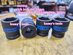 Tuýp 3/4 inch đen ngắn lục giác kingtony dài 57mm 32mm 33mm 34mm 35mm 36mm 653532M 653533M 653534M 653535M 653536M