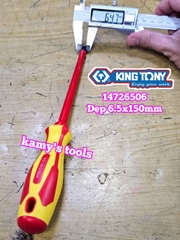 Tua vít cách điện VDE 1000V dẹp 6.5mm dài 150mm (6.5x150mm) Kingtony 14726506