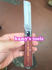 Dao tuốt dây điện, dao rọc cáp, gọt vỏ dây điện, thép không gỉ, cán dao ốp gỗ đỏ Baihu 031195 và 031205 bán lẻ từng cây