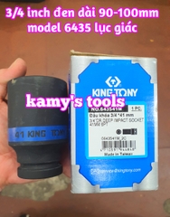 Đầu tuýp đầu khẩu đen dài lục giác dài 90mm Kingtony lỗ 3/4 inch 36mm 38mm 40mm 41mm 643536M, 643538M, 643540M, 643541M