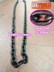 Dây xích cẩu hàng 6mm 6x30mm chuẩn G80 tải trọng 1 tấn Wetools WT-93806A (giá 1 mét)