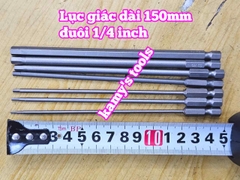 Mũi bắn siết vít lục giác 6 cạnh đuôi lục giác 1/4 inch dài 150mm thép S2 H1.5 H2 H2.5 H3 H4 H5 H6