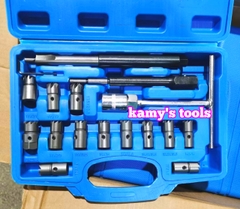 Bộ dụng cụ vệ sinh sam béc dầu, làm sạch lỗ kim phun máy dầu diesel 17 chi tiết Trigoldte