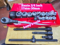 Bộ tuýp khẩu 3/4 inch đen Santa 21 chi tiết 17mm-50mm loại 6 cạnh IMS21 và 12 cạnh IMS22