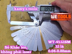 Bộ thước căn lá đo khe hở chỉnh cò xupap 32 lá 0.04-0.88mm Wetools WT-4532SM