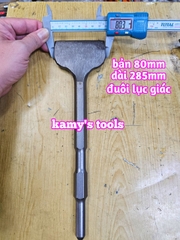 Mũi đục bê tông dẹp bản 40mm 80mm đuôi gài đuôi lục giác dài 250mm 285mm Dannio