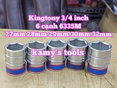 Đầu tuýp khẩu 3/4 inch 6 cạnh trắng Kingtony 27mm 28mm 29mm 30mm 32mm 633527M 633528M 633529M 633530M 633532M