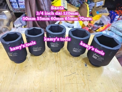 Đầu tuýp 3/4 inch đen dài 120mm lục giác Santa thép Cr-mo 50mm 55mm 60mm 65mm 70mm IMX250 IMX255 IMX260 IMX265 IMX270