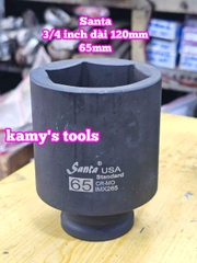 Đầu tuýp 3/4 inch đen dài 120mm lục giác Santa thép Cr-mo 50mm 55mm 60mm 65mm 70mm IMX250 IMX255 IMX260 IMX265 IMX270