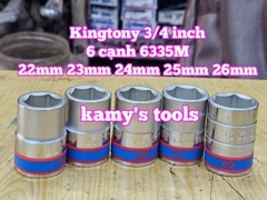 Đầu tuýp khẩu 3/4 inch 6 cạnh trắng Kingtony 22mm 23mm 24mm 25mm 26mm 633522M 633523M 633524M 633525M 633526M