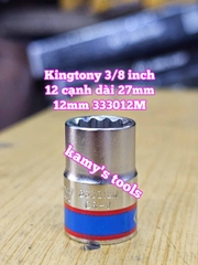 Đầu tuýp trắng 12 cạnh 3/8 inch dài 27mm Kingtony 11mm 12mm 13mm 14mm 15mm 333011M 333012M 333013M 333014M 333015M