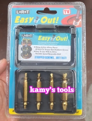 Bộ 4 mũi khoan hai mặt dùng để tháo gỡ bu lông ốc vít bị hư nhanh chóng tiện dụng thép vàng cao cấp LRT