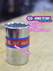 Đầu tuýp trắng 3/8 inch 12 cạnh Kingtony 1/4, 5/16, 3/8, 7/16, 1/2 hệ inch 333008S 333010S 333012S 333014S 333016S
