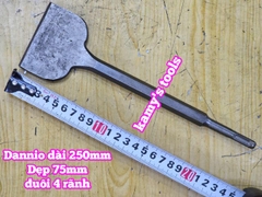 Mũi đục bê tông dẹp bản 75mm đuôi gài dài 250mm Dannio